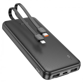 Hoco J118 10000mah Speed energy Power Bank, build-in C&L cables, black