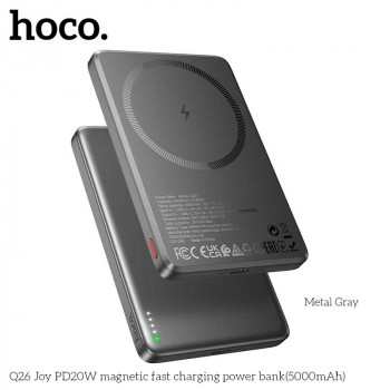 Hoco Q26 Joy PD20W 5000mah Magnetic Power Bank, Qi15W, black