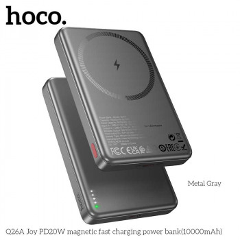 Hoco Q26A Joy PD20W 10000mah Magnetic Power Bank, Qi15W, black