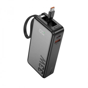 Hoco Q27A Jewel 33W 10000mah Power Bank with cable, SCP22.5w + USB-C 33w, LED digital dislay, black