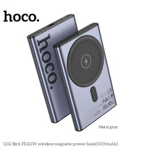 Hoco Q32 Bird PD20W 5000mah Wireless Magnetic Power Bank, Qi15W, metal gray