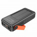 Hoco DB33 Plus Rising 30000mah Sun Solar Power Bank, 4xU+1xC, QC+PD, build-in C+L+M cables, black