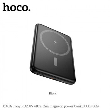Hoco J140A 5000mah Tony PD20W Magnetic ultra-thin Power Bank, black