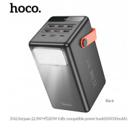 Hoco J142 100000mah Surpass 22.5W +PD20W Power Bank, 6xU+1xC, SCP 22.5W, LED, black