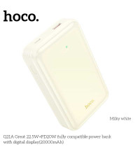 Hoco Q21A Great 22.5W+PD20W 20000mah Power Bank with digital dislay, white