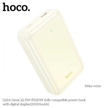 Hoco Q21A Great 22.5W+PD20W 20000mah Power Bank with digital dislay, white