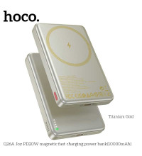 Hoco Q26A Joy PD20W 10000mah Magnetic Power Bank, Qi15W, titanium gold
