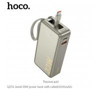 Hoco Q27A Jewel 33W 10000mah Power Bank with cable, SCP22.5w + USB-C 33w, LED digital dislay, gold