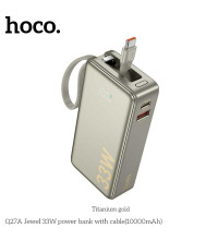 Hoco Q27A Jewel 33W 10000mah Power Bank with cable, SCP22.5w + USB-C 33w, LED digital dislay, gold