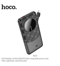 Hoco Q29 Nobility 22.5W+PD20W 10000mah Power Bank, LED, build-in C cables, black