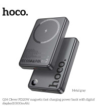 Hoco Q34 Clever PD20W 10000mah Wireless Magnetic Power Bank with digital display, Qi15W, metal gray