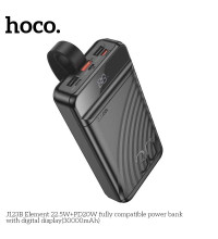 Hoco J123B 30000mah Element 22.5W +PD20W Power Bank, 3xU+1xC, SCP 22.5W, LED, black
