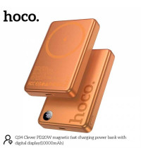 Hoco Q34 Clever PD20W 10000mah Wireless Magnetic Power Bank with digital display, Qi15W, orange