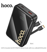 Hoco Q37A Graceful 22.5+PD20W 20000mah Power Bank, LED, build-in C&L cables, black