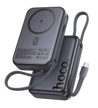 Hoco Q44A Origen dual PD45W 20000mah Magnetic Power Bank with USB-C cable, Qi15W, metal gray