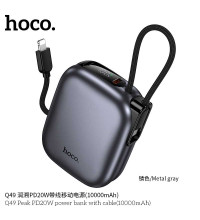 Hoco Q49 Peak PD20W 10000mah Power Bank, QC3.0, PD20w, LED, build-in C&L cables, black