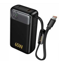 Hoco Q53 Skillful PD65W 12000mah Power Bank with cable, SCP22.5w + USB-C 65w, LED, black