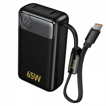 Hoco Q53 Skillful PD65W 12000mah Power Bank with cable, SCP22.5w + USB-C 65w, LED, black