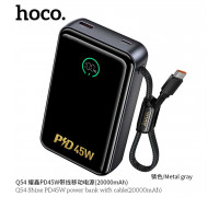 Hoco Q54 Shine dual PD45W 20000mah Power Bank with USB-C cable, PD45W, metal gray