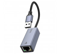 Hoco UA37 USB to RJ45 Ethernet Adapter (1000Mbps), кабель 12 см, grey