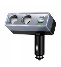 Hoco Z65B Smart Dual Cigarette lighter car charger разветвитель на 2 розетки + 1C1A, PD30W, black