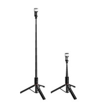 Hoco K34 Spring live broadcast holder with fill light, с треногой, 1.36m, black