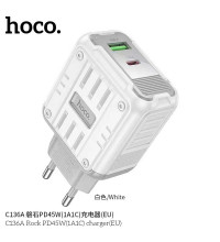Hoco C136A Rock PD45W (C+U) charger, white