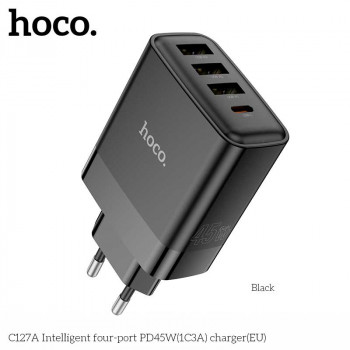 Hoco C127A Intellent PD45W four port (C+U+U+U) charger (EU), black