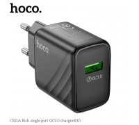 Hoco CS21A Rich single-port charger (EU), 1USB, QC3.0 18w, black
