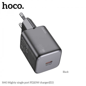Hoco N40 Mighty PD20w single port charger (EU), black