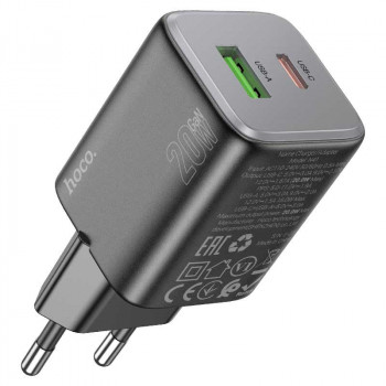 Hoco N41 Almighty PD20w + QC3.0 charger (C+U), black