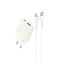 Hoco N45 Biscuit PD30w + QC3.0 GAN charger set(C+U), C-L cable 1m, moonligth white