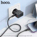 Hoco AC24 Mini PD25W+QC3.0 universal travel charger (C+U) set, C to iP cable, black