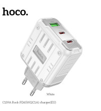 Hoco C139A Rock PD65W (2C+U) charger EU, white