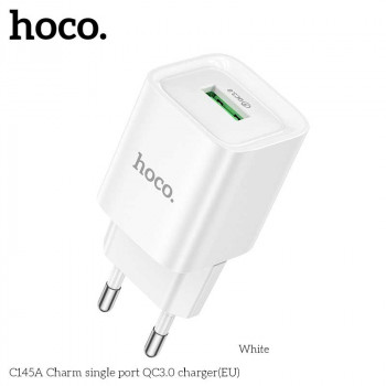 Hoco C145A 1xUSB QC 3.0 FCP, white
