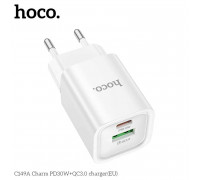 Hoco C149A Charm dual port PD30w+QC3.0 Charger (EU), white