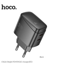 Hoco CS62A Bright PD45W charger (C+C), black