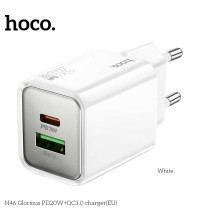 Hoco N46 Glorious PD20w + QC3.0 charger (C+U), white