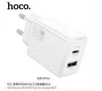 Hoco N71 Nuevo PD30w + QC3.0 dual port charger (EU), white