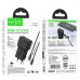 Hoco AC24 Mini PD25W+QC3.0 universal travel charger (C+U) set, C to C cable, black