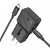 Hoco AC24 Mini PD25W+QC3.0 universal travel charger (C+U) set, C to C cable, black