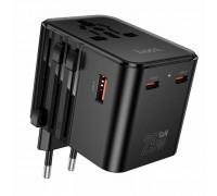 Hoco AC31 Changer 3-port PD25W (2C1A) universal travel charger, black