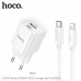 Hoco C147A Charm dual port (1C1U) PD20w Charger Set (EU) (C to L) white