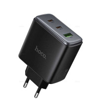 Hoco C160A Upgrade PD65w three-port (С+C+U) GAN charger, black