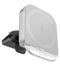 Hoco HW17 Crystal Magnetic 15W Wireless Fast Charging Car Holder (air outlet),  в решетку, gray