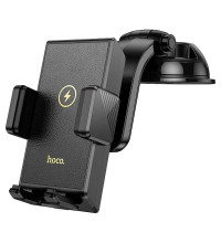 Hoco HW22 Precious wireless fast charging car holder, на панель и стекло, Qi 15w, black
