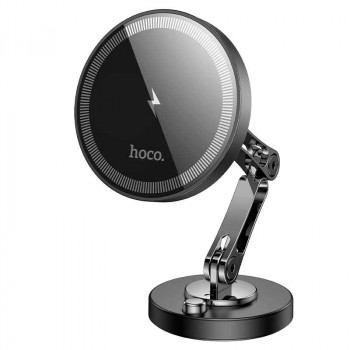 Hoco HW26 Jacques metal magnetic wireless fast charging car holder, на панель, Qi 15w, gray