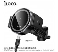 Hoco HW35 Power electric magnetic wireless fast charging car holder, в решетку, Qi 15w, black