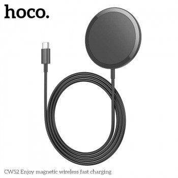 Hoco CW52 Enjoy magnetic wireless fast charger, Qi 15w, black