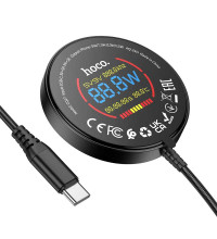 Hoco CQ17 Ultra Colorful Display magnetic wireless charger, Qi 15w, LED, black
